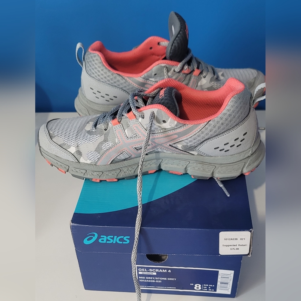 ASICS Women's Gel-Scram 4 Gray and Coral Running Shoes